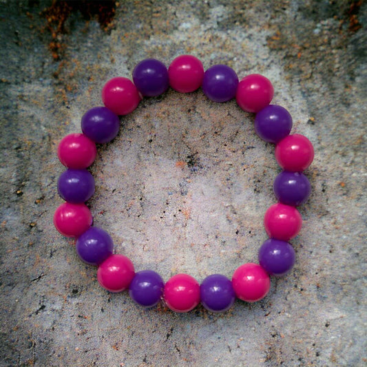 Pink and Purple Bead Bracelet