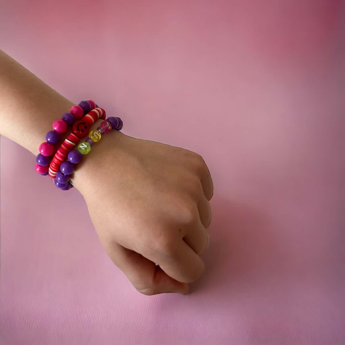 Pink and Purple Bead Bracelet